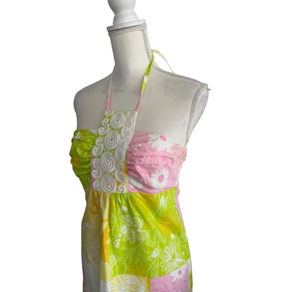 LILLY PULITZER Daphne Lace Patchwork Halter Dress Size 4 - Picture 6 of 9